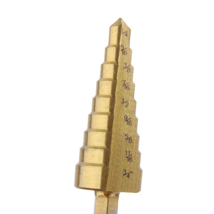 Crofta 3Pcs Steel Titanium Coated Step Drill Bit Quick-change 1/4" Hex Shank Hot