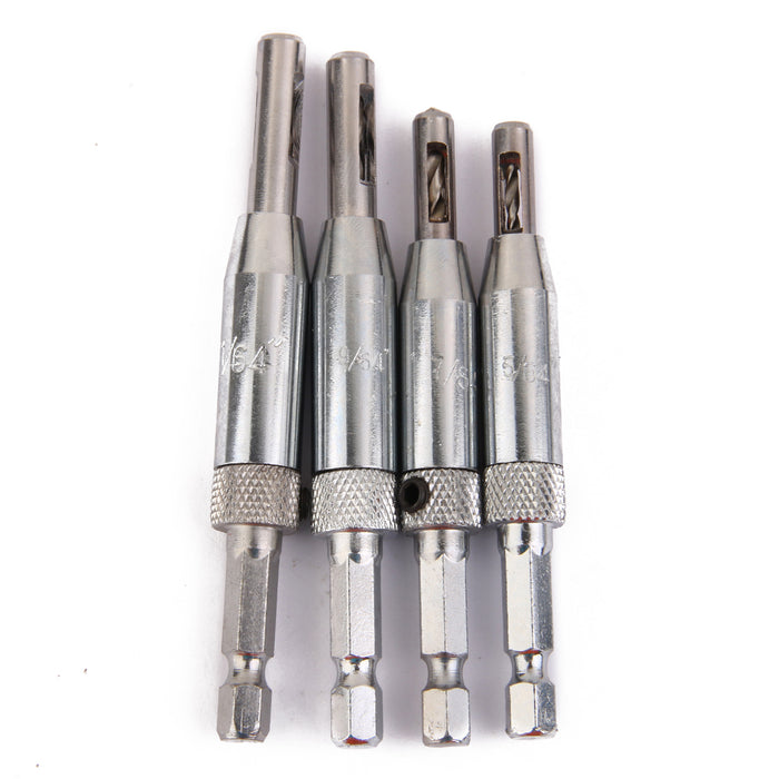 Crofta 4pcs Self Centering Hinge Hardware Drill Bit Set 5/64'' 7/64'' 9/64''11/64''