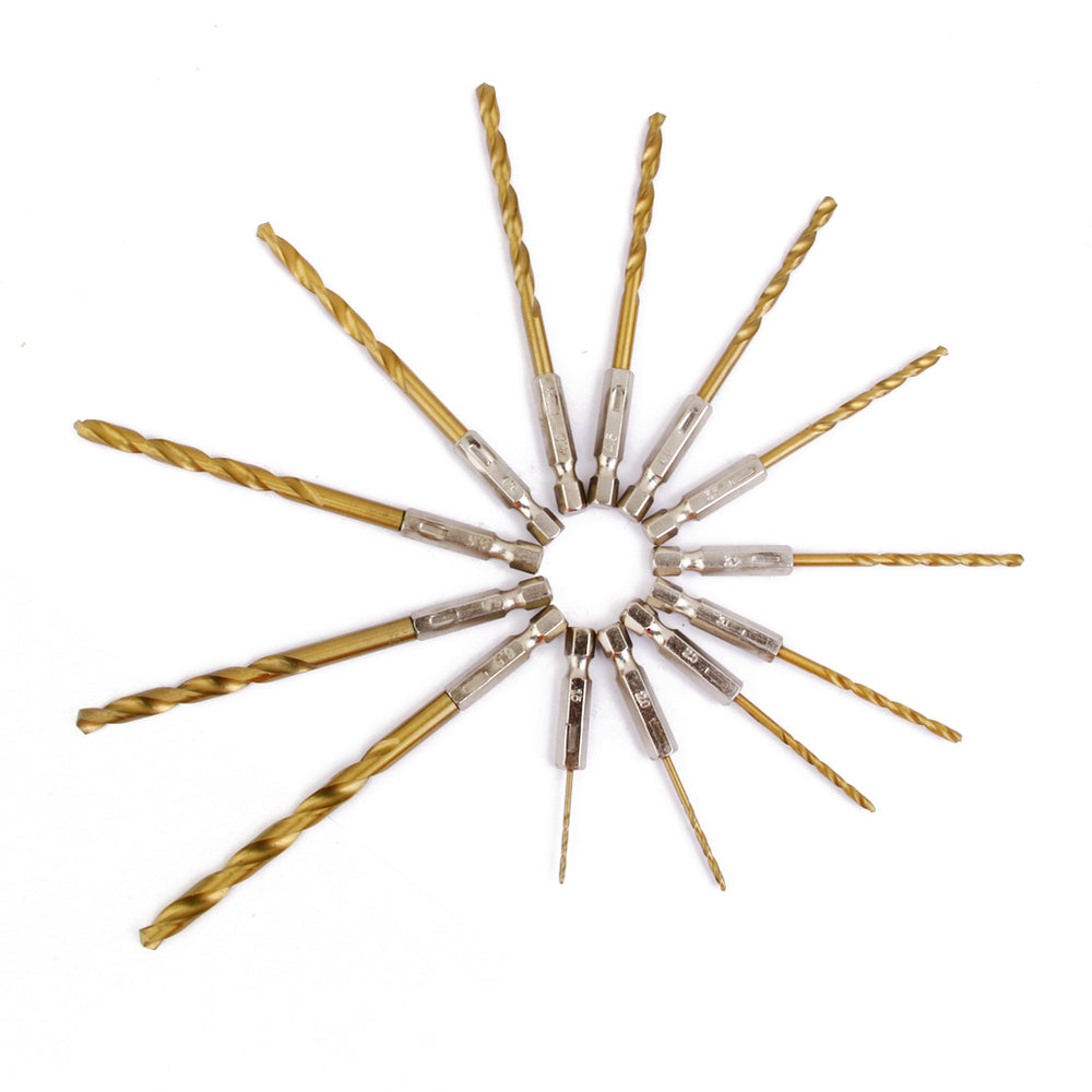 Crofta 26 PIECES HSS DRILL BIT SET 1.5mm-6.5mm BITS TITANIUM COATED WITH 1/4'' HEX SHANK