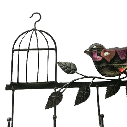 Crofta Vintage Metal Birdcage Wall Mount 4 Hook Rack Towel Clothes Coat Hanger