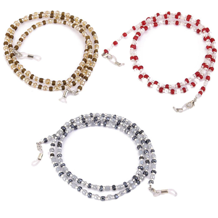 Crofta 1x Red Glass Beads Glasses Sunglasses Spectacles Chain Cord Holder