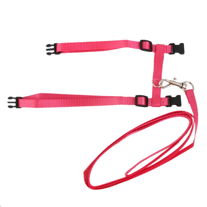 Crofta Set Of Nylon Breathable Comfortable Cat Large Adjustable I-Shaped Harness With Leash Pink