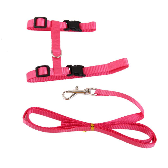 Crofta Set Of Nylon Breathable Comfortable Cat Large Adjustable I-Shaped Harness With Leash Pink