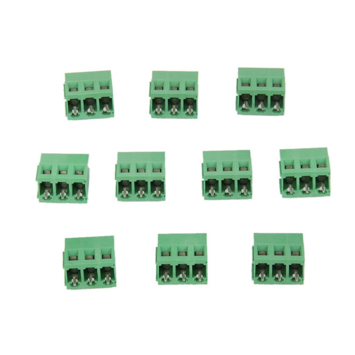 Crofta 10pcs 3Pin Plug-in Terminal Block DG128 Screw KF128-3P Pitch 5.08MM 300V/10A