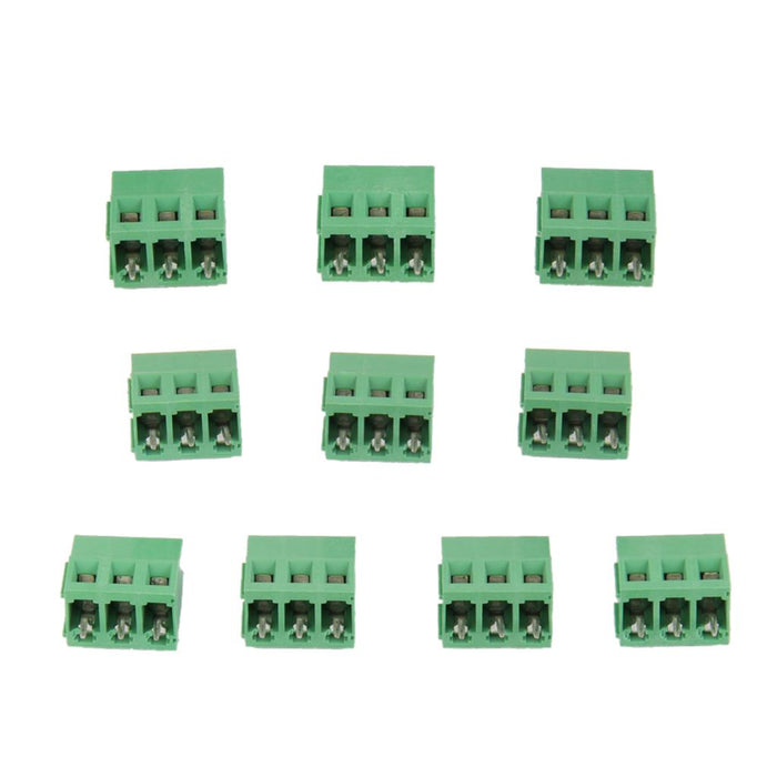 Crofta 10pcs 3Pin Plug-in Terminal Block DG128 Screw KF128-3P Pitch 5.08MM 300V/10A