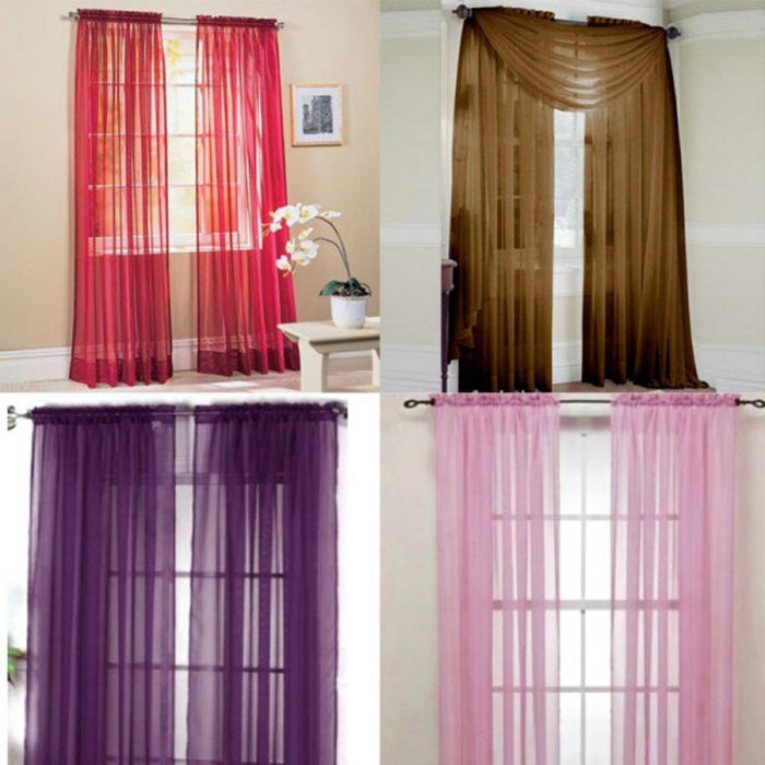 Crofta 100x200cm Window Door Curtain Panel Drape Tulle Room Balcony Divider -Coffee