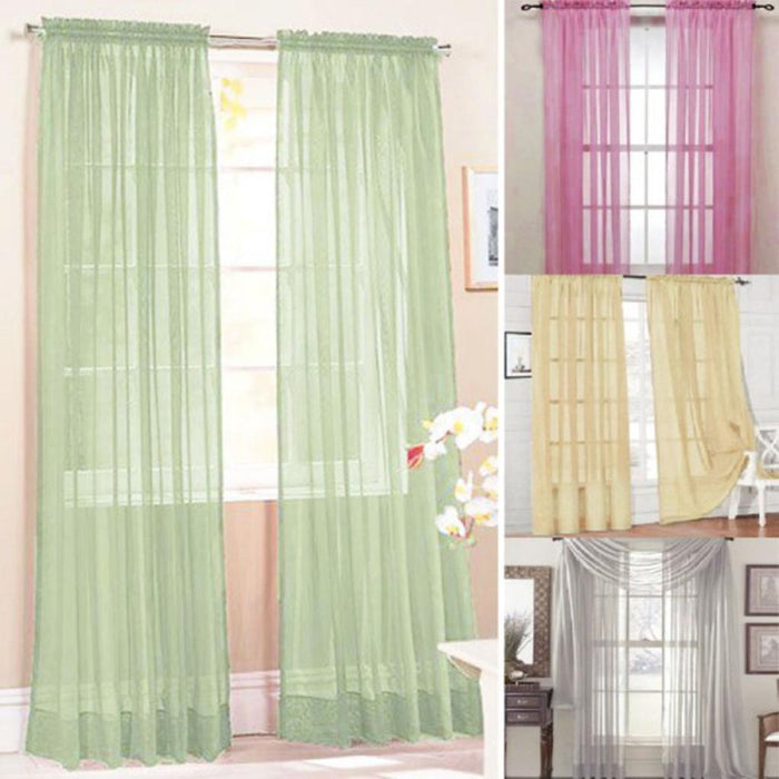 Crofta 100x200cm Window Door Curtain Panel Drape Tulle Room Balcony Divider -Green