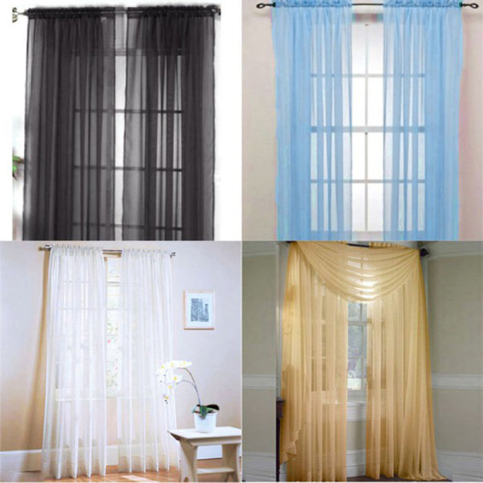 Crofta 100x200cm Window Door Curtain Panel Drape Tulle Room Balcony Divider - Blue