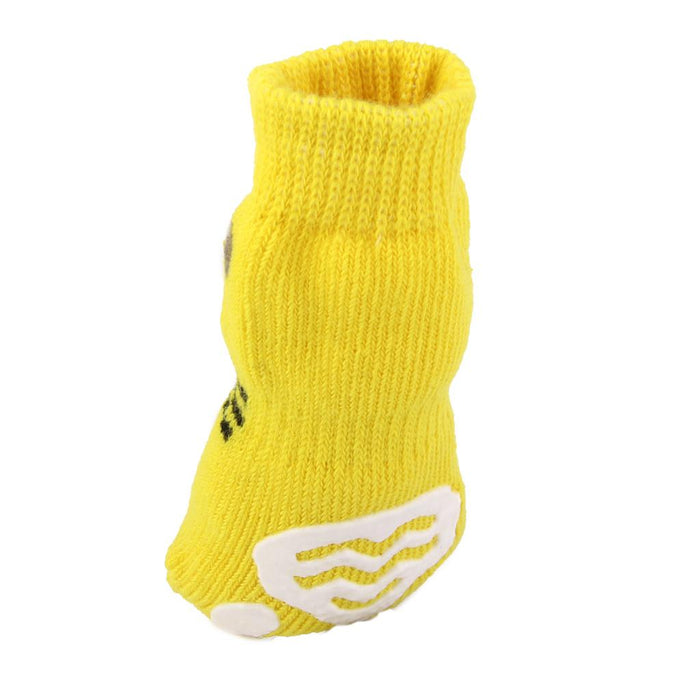 Tiger Pattern Pet Dog Puppy Cat Non-slip Socks with Cute Paw Prints Size S