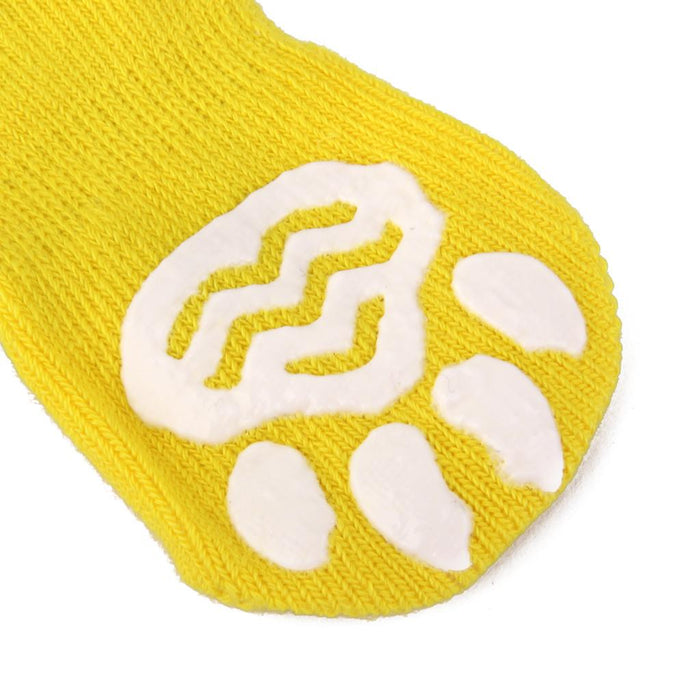 Tiger Pattern Pet Dog Puppy Cat Non-slip Socks with Cute Paw Prints Size S