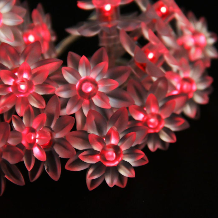 20-LED 86inch Battery Operated Diwali 2-Layer Lotus String Lamp Light Red