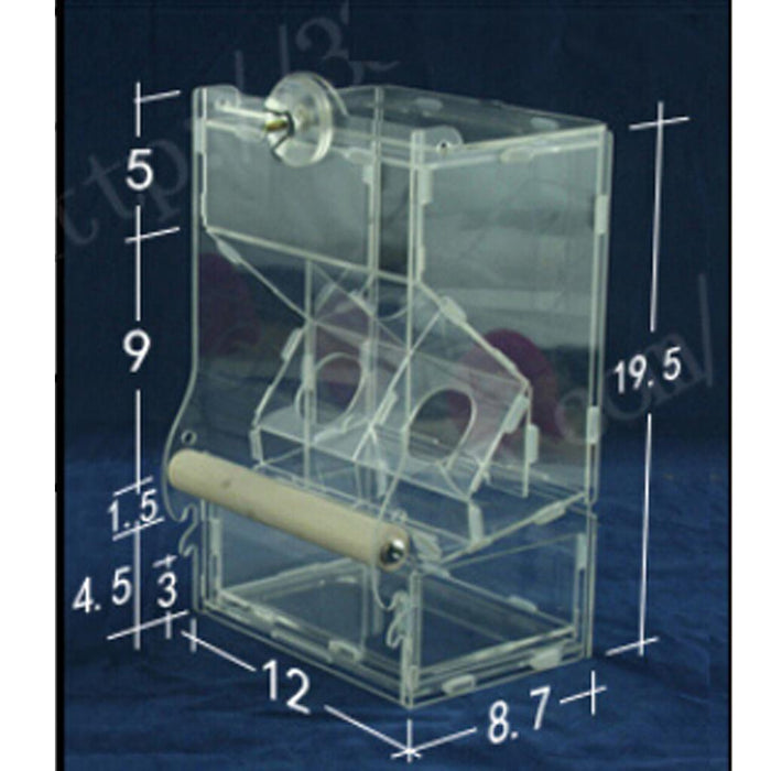 Crofta Clear Acrylic Pet Parrot Bird Automatic Cage Feeder Size Small Double Hopper