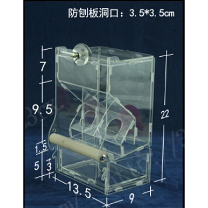 Crofta Clear Acrylic Pet Parrot Bird Automatic Cage Feeder Medium Double Hopper