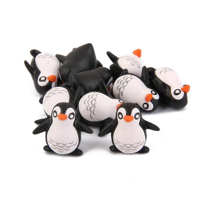 Crofta 10pcs Miniature Small Penguin Dollhouse Bonsai Garden Resin Landscape