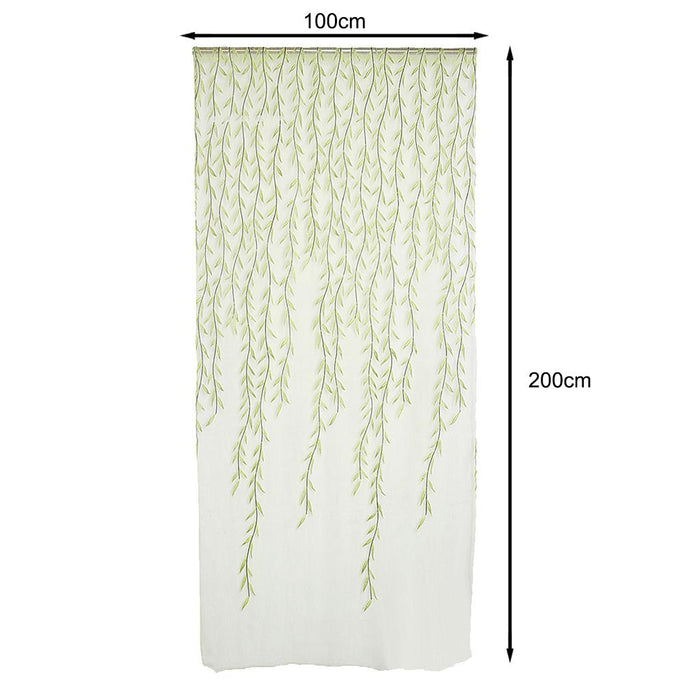 Crofta 1Mx2M Willow Twigs Pattern Room Voile Window Sheer Drapes Curtain Green