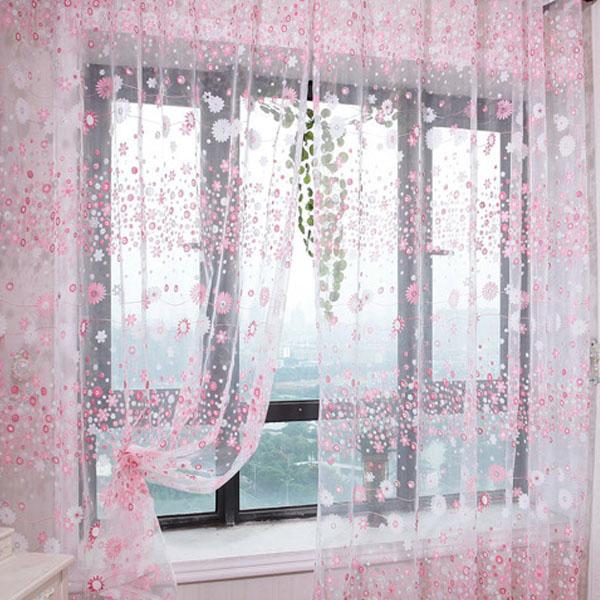 Crofta 1Mx2M Floral Tulle Voile Door Window Curtain Drapes Room Sheer Curtain