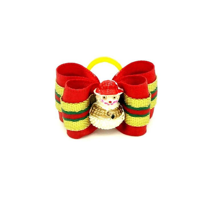 Crofta Christmas Pet Dog Cat Hair Rubber Band Rope Ribbon Bow Hair Grooming