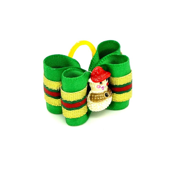 Crofta Christmas Pet Dog Cat Hair Rubber Band Rope Ribbon Bow Hair Grooming