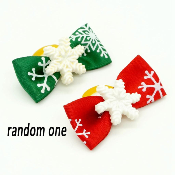 Crofta Christmas Snowflake Pet Hair Rubber Band Rope Hair Ribbon Bow Dog Charm