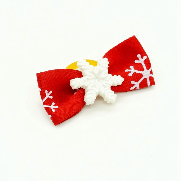 Crofta Christmas Snowflake Pet Hair Rubber Band Rope Hair Ribbon Bow Dog Charm