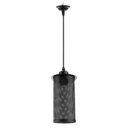 Crofta Vintage Mesh Cylinder Design Pendant Light Hanging Lampshade for Home Bar