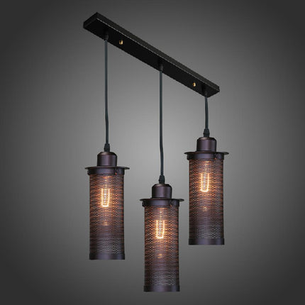 Crofta Vintage Mesh Cylinder Design Pendant Light Hanging Lampshade for Home Bar