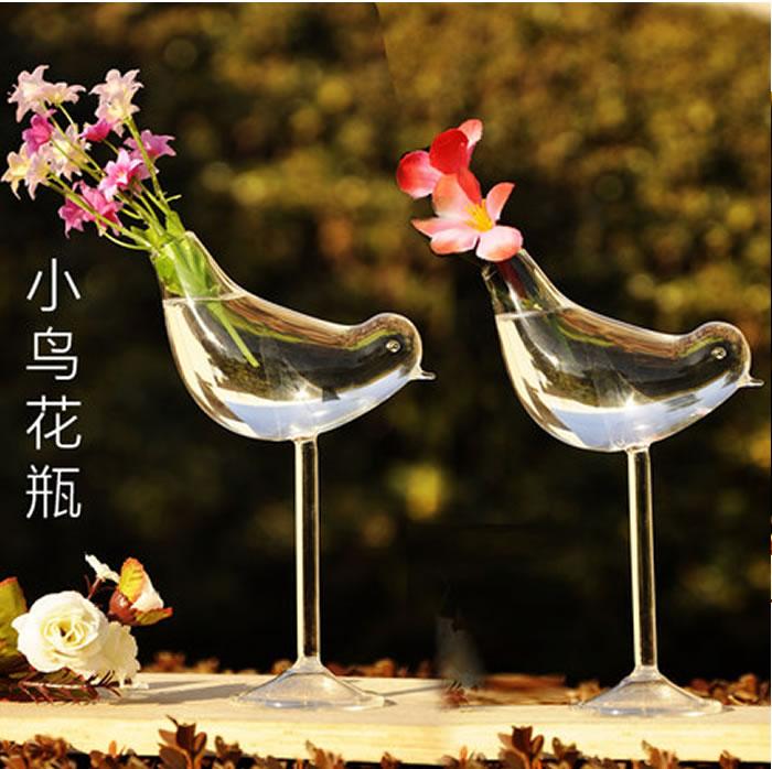 Crofta Glass Flower Hydroponic Vase Bottle Terrarium Container Home Decor Bird