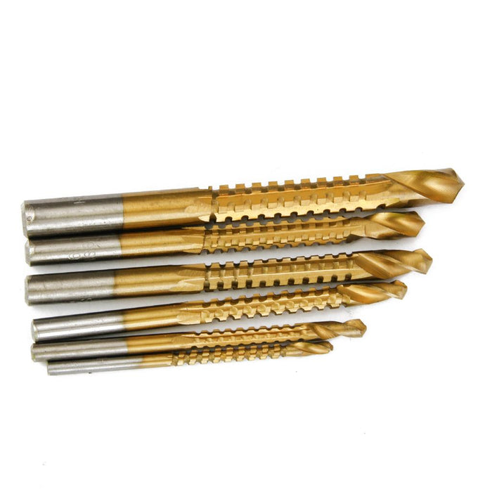 Crofta 6pcs Ti Step Drill Bit Home Woodworking Tool Metal Cutting Hole Saw HSS4241