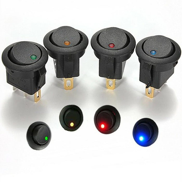 Crofta 10pcs Red Led Dot Light Car Auto Boat Round Rocker ON/OFF Toggle Switch