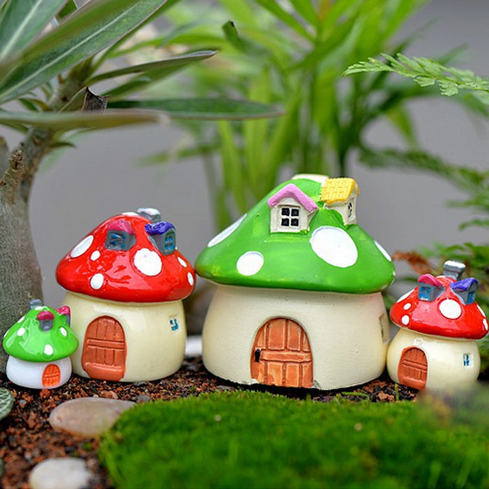 Crofta 10x Micro Landscape Dollhouse Resin Mushroom House Garden Decor Pink XS