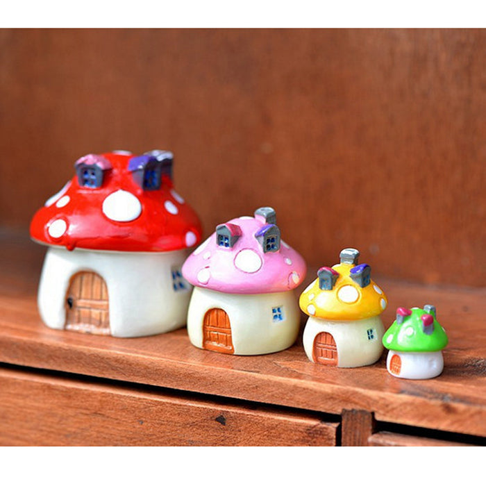 Crofta 10x Micro Landscape Dollhouse Resin Mushroom House Garden Decor Pink XS