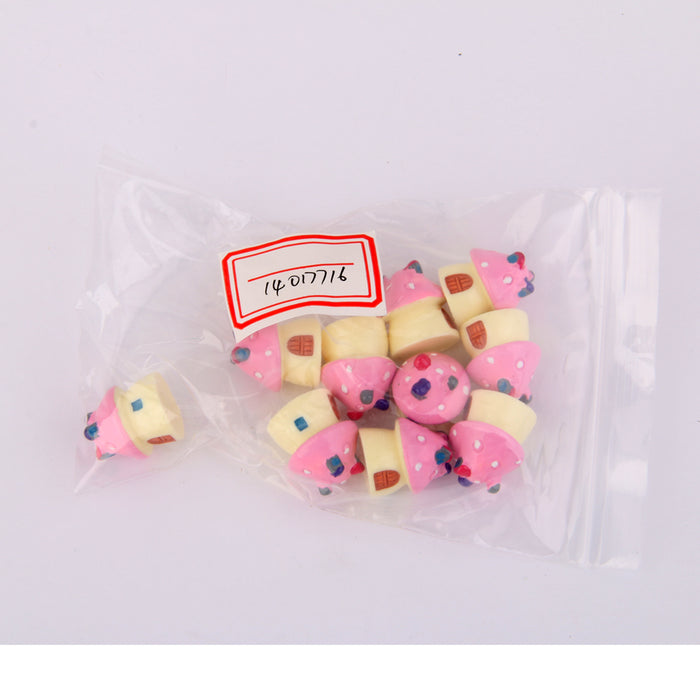 Crofta 10x Micro Landscape Dollhouse Resin Mushroom House Garden Decor Pink XS