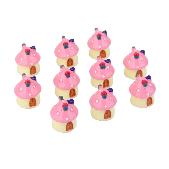 Crofta 10x Micro Landscape Dollhouse Resin Mushroom House Garden Decor Pink XS