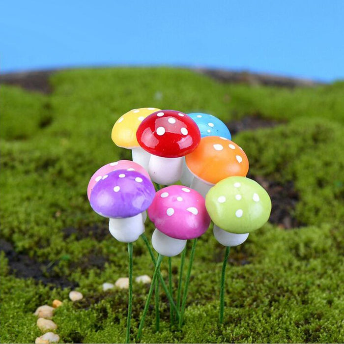 Crofta 100pcs Miniature Dollhouse Fairy Garden Landscape Foam Mushroom - Red