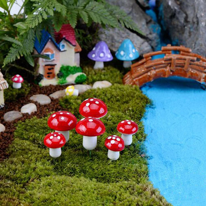 Crofta 100pcs Miniature Dollhouse Fairy Garden Landscape Foam Mushroom - Red