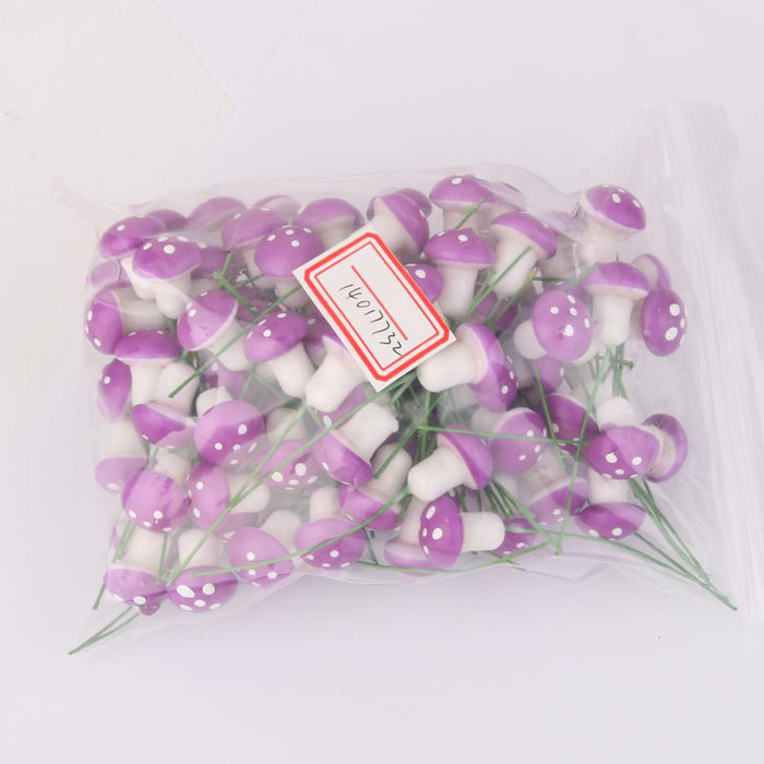 Crofta 100pcs Miniature Dollhouse Fairy Garden Landscape Foam Mushroom - Purple