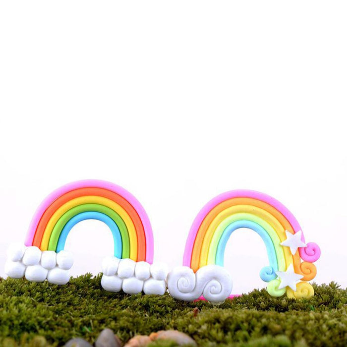 Crofta 10pcs Miniature Dollhouse Fairy Garden Landscape Striped Rainbows Decor