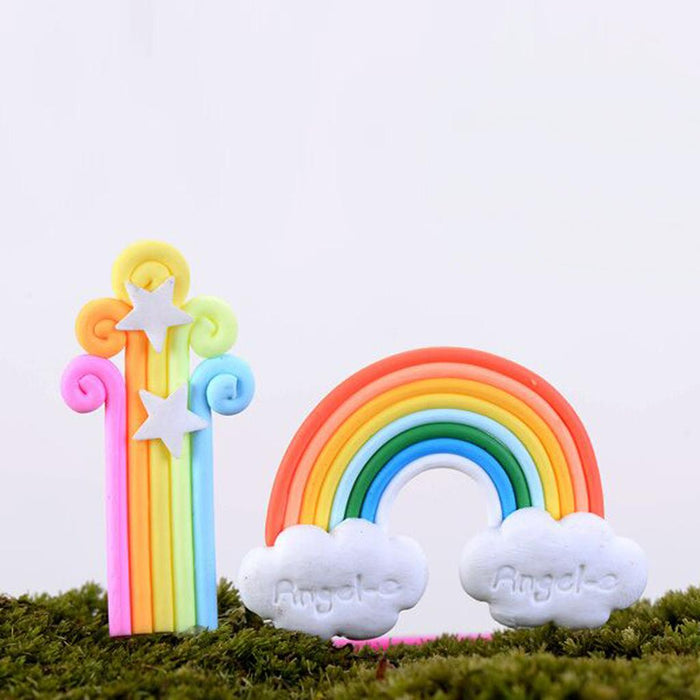 Crofta 10pcs Miniature Dollhouse Fairy Garden Landscape Striped Rainbows Decor