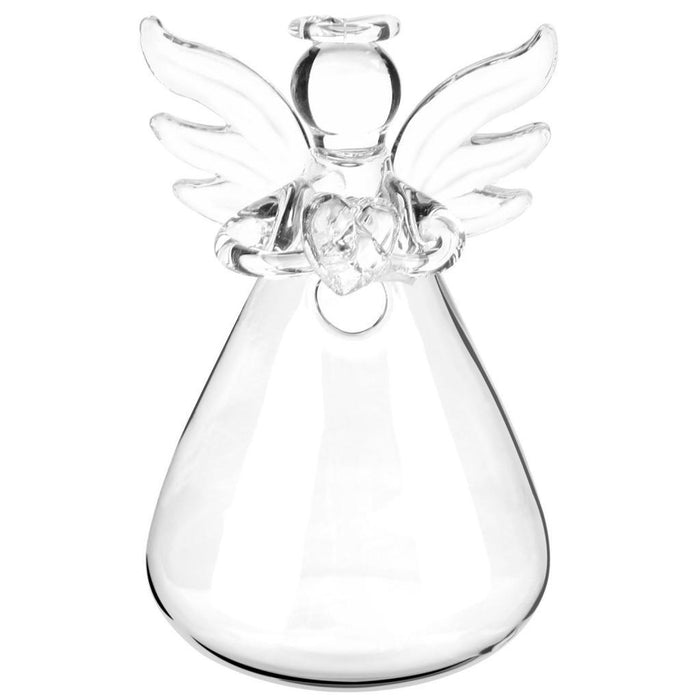 Crofta Angel Shape Glass Wall Hanging Vase Bottle Plant Flower Home Decor