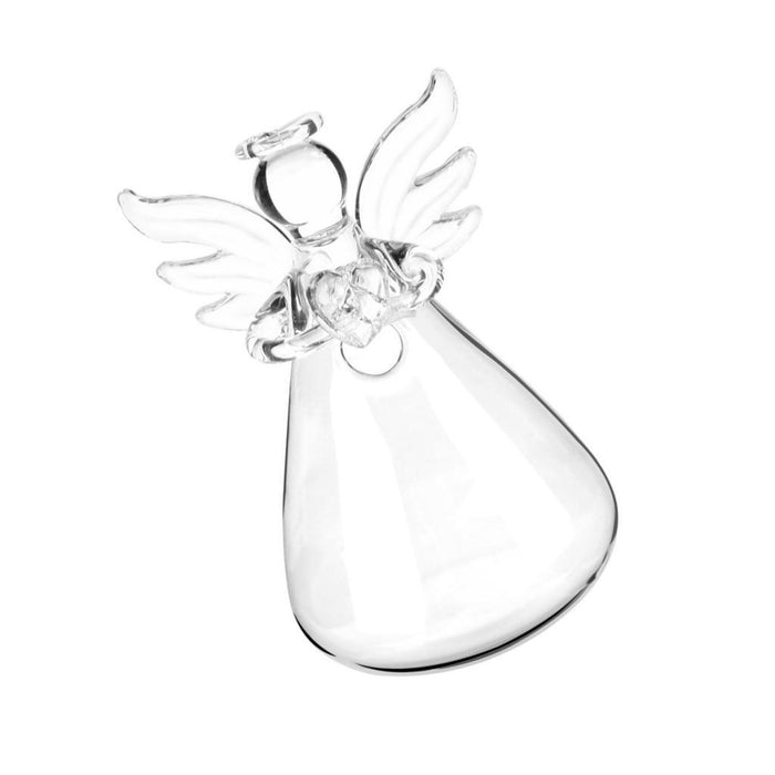 Crofta Angel Shape Glass Wall Hanging Vase Bottle Plant Flower Home Decor