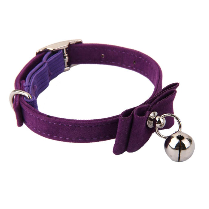 Crofta Adjustable Pet Kitten Cat Puppy Safety Collar Bell Buckle Neck Strap Purple