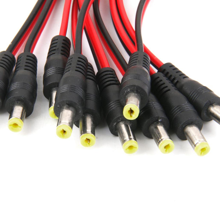 Crofta 10pcs 12V DC Power Pigtail Male 5.5*2.1mm Cable Plug Wire For CCTV Security