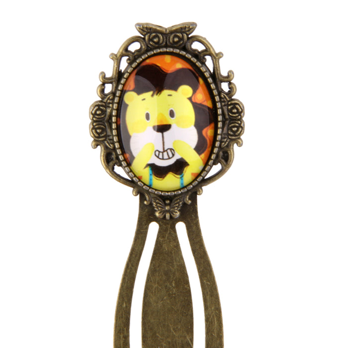 Crofta Antique Cage Frame Lion Pattern Metal Clip Bookmark Marker Reading Gift