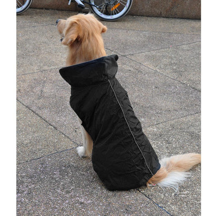 Crofta Waterproof Pet Dog Waistcoat Jacket Fleece Lined Raincoat Clothes S Black