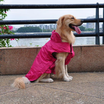 Crofta Waterproof Pet Dog Waistcoat Jacket Fleece Lined Raincoat Clothes L Rose Red