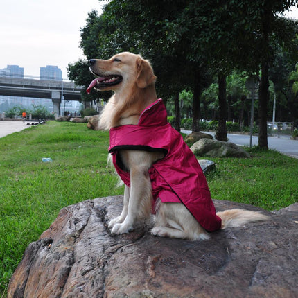 Crofta Waterproof Pet Dog Waistcoat Jacket Fleece Lined Raincoat Clothes L Rose Red