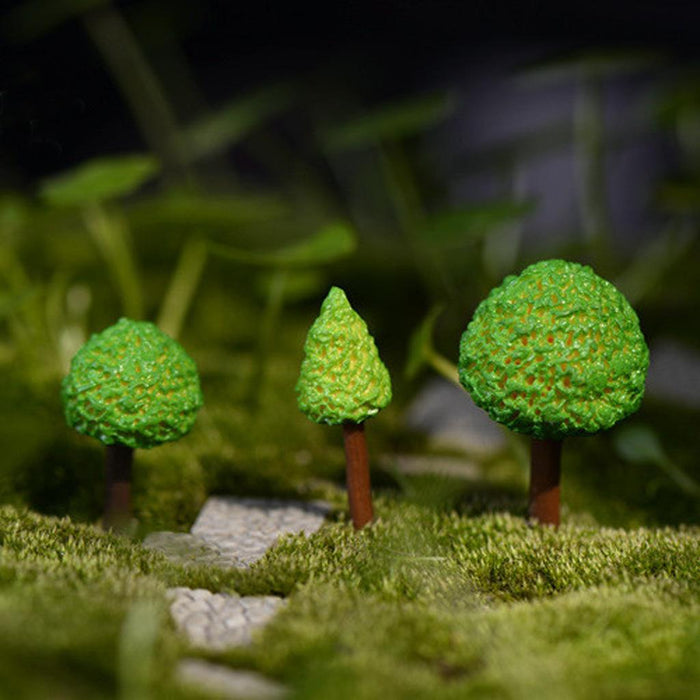 Crofta 10pcs Miniature Dollhouse Fairy Garden Resin Landscape Small Trees Decor