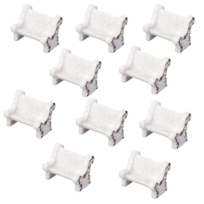 Crofta 10pcs Miniature Dollhouse Fairy Garden Landscape White Floral Bench Decor