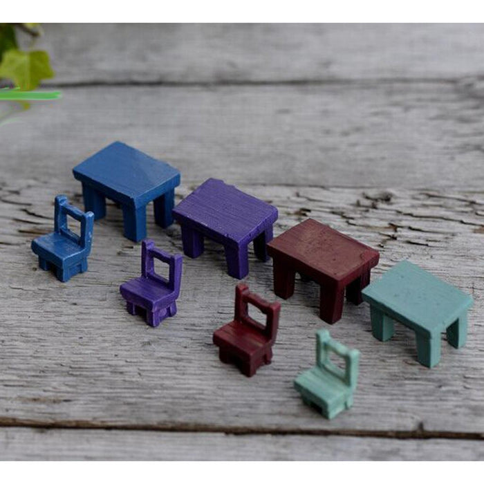 Crofta 10pcs Miniature Dollhouse Fairy Garden Resin Landscape Blue Chair Decor