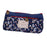 Crofta Flower Canvas Pencil Case Cosmetic Makeup Pouch Zipper Bag Purse Dark Blue